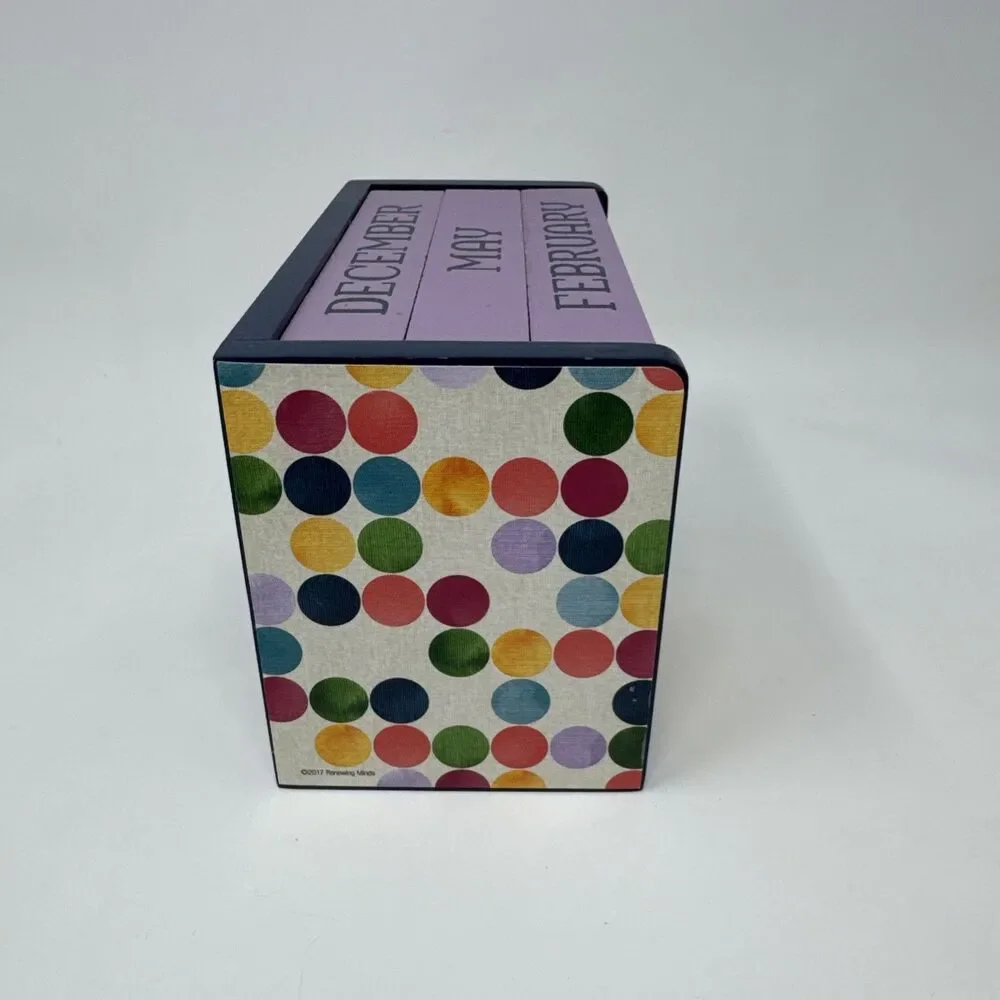 Renewing Minds Colorful Wooden Perpetual Desktop Calendar 7x4.25.